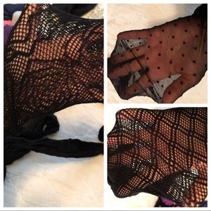 Set of 3 black textured tights